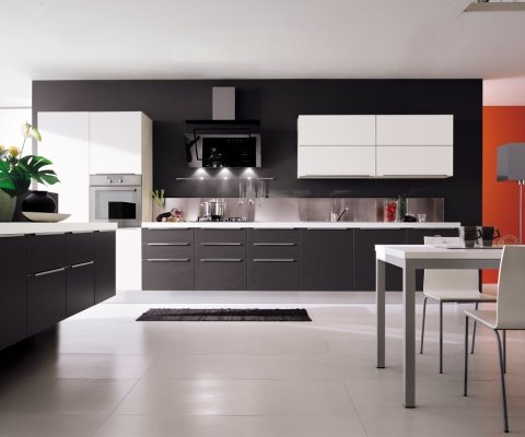 mueble de cocina en melamina marron oscuro