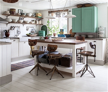 mueble de cocina blanco con estanterias